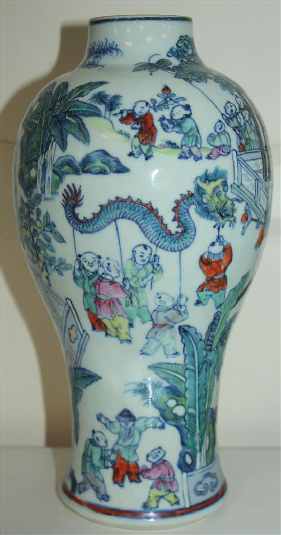 A Chinese Hundred Boys baluster vase, 18th century, 23.5cm